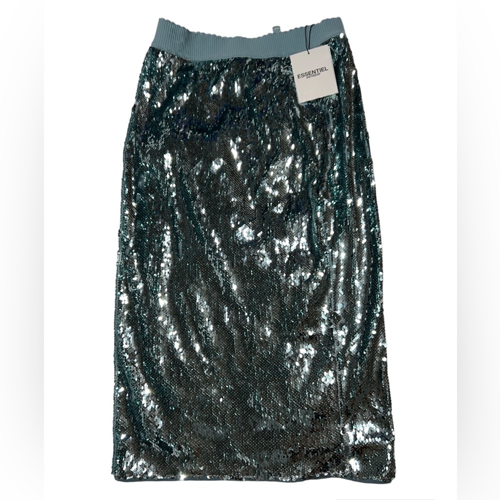Essential Antwerp Dorinda Sequin Pencil Skirt in Silver